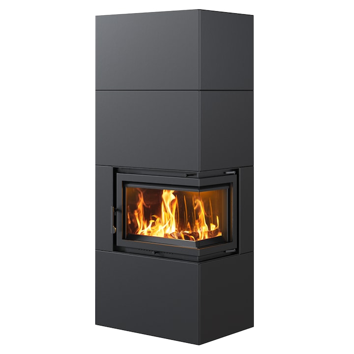 Камина Kratki Simple Box P S Black, Дърва, Черен, 8 kW, Сертифицирана от TÜV