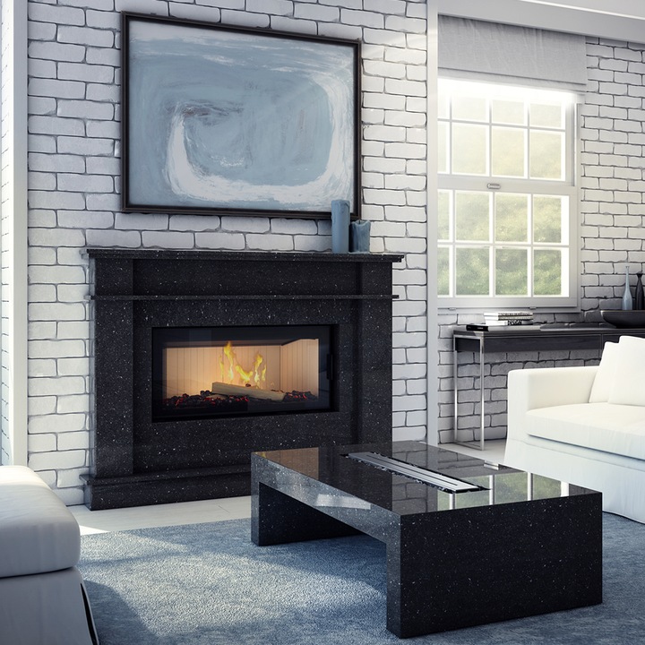 Камина Kratki Nadia 14, Дърва, Черен, 14 kW, Сертифицирана от TÜV