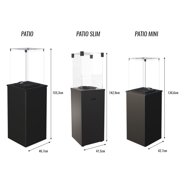 Камина Kratki Patio Mini M G30 50Mbar S, Газ, Черен, 8 kW, Сертифицирана от TÜV