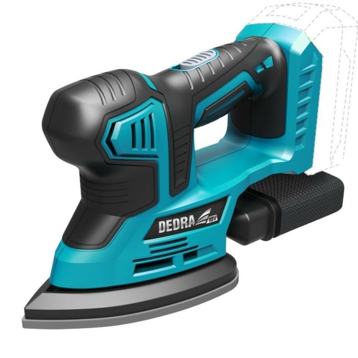 Slefuitor fara fir Dedra DED7063, 18V, Sistem Acumulator SAS+ALL, tip Delta, masina slefuit pentru lemn, metal, plastic, portabil, fara cablu, performant, pentru finisaje profesionale