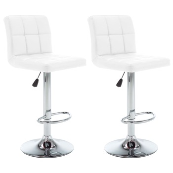 Set de 2 taburete de bar ajustabile tapitate, vidaXL, Piele artificiala, 47 x 40 x (93-114) cm, Alb Set de 2 taburete de bar ajustabile tapitate, vidaXL, Piele artificiala, 47 x 40 x (93-114) cm, Alb