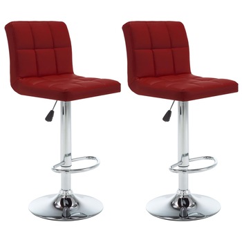 Set de 2 taburete de bar ajustabile tapitate, vidaXL, Piele artificiala, 47 x 40 x (93-114) cm, Rosu bordo Set de 2 taburete de bar ajustabile tapitate, vidaXL, Piele artificiala, 47 x 40 x (93-114) cm, Rosu bordo