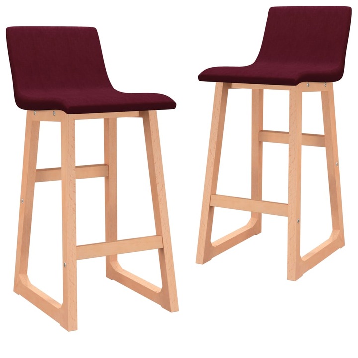 Set scaune de bar vidaXL, 2 buc., rosu vin, material textil, 38 x 45 x 85 cm, 9.25 kg