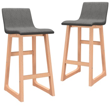 Set de 2 scaune de bar, vidaXL, Tesatura, 38 x 45 x 85 cm, Gri