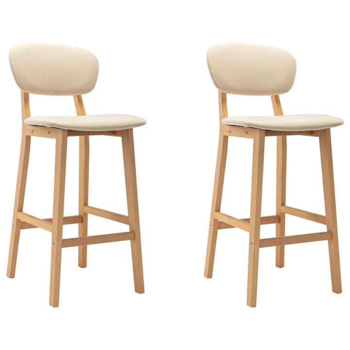 Set scaune de bar vidaXL, 2 buc., crem, material textil, 45 x 47 x 92 cm, 10.4 kg