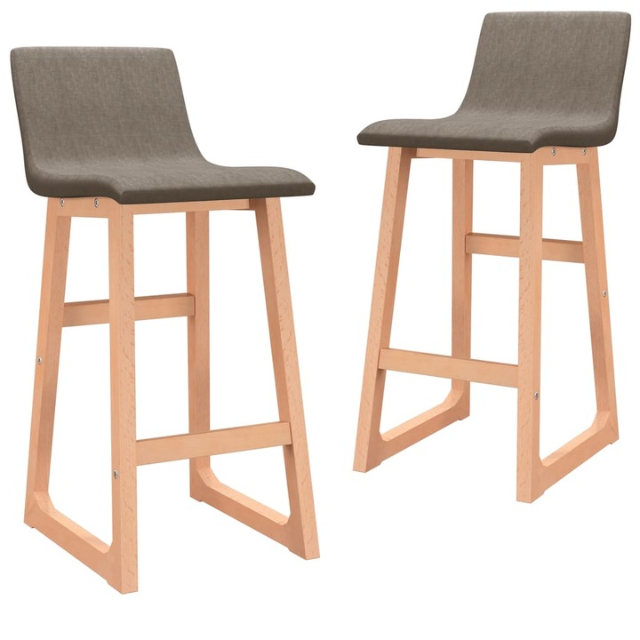 Set scaune de bar vidaXL, 2 buc., gri taupe, material textil, 38 x 45 x 85 cm, 9.25 kg
