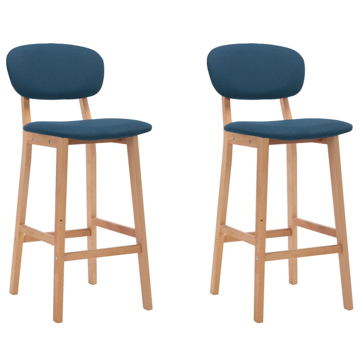 Set scaune de bar vidaXL, 2 buc., albastru, material textil, 45 x 47 x 92 cm, 10.4 kg