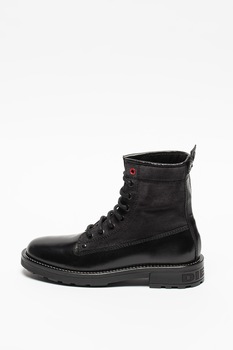 Diesel, Bocanci din piele si panza D-Throuper, Negru, 37 Diesel, Bocanci din piele si panza D-Throuper, Negru, 37