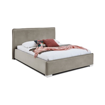 Pat Tapitat Nice, cu Lada Rabatabil, 140x200cm Bej Pat Tapitat Nice, cu Lada Rabatabil, 140x200cm Bej