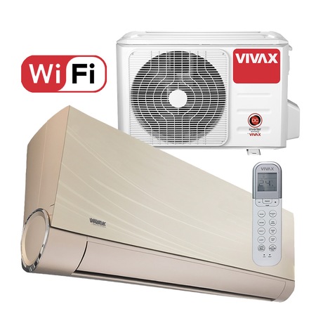 Aer conditionat Vivax ACP-12CH35AEVI GOLD V-Design Wi-Fi, Inverter, 12000 BTU/h, Clasa A++, Ionizator, I feel, 3D Airflow, Protectie Anti-Inghet, Autocuratare, Autodetectie scurgeri freon, filtru Bio, filtru Anti-Praf, ECO-Mode
