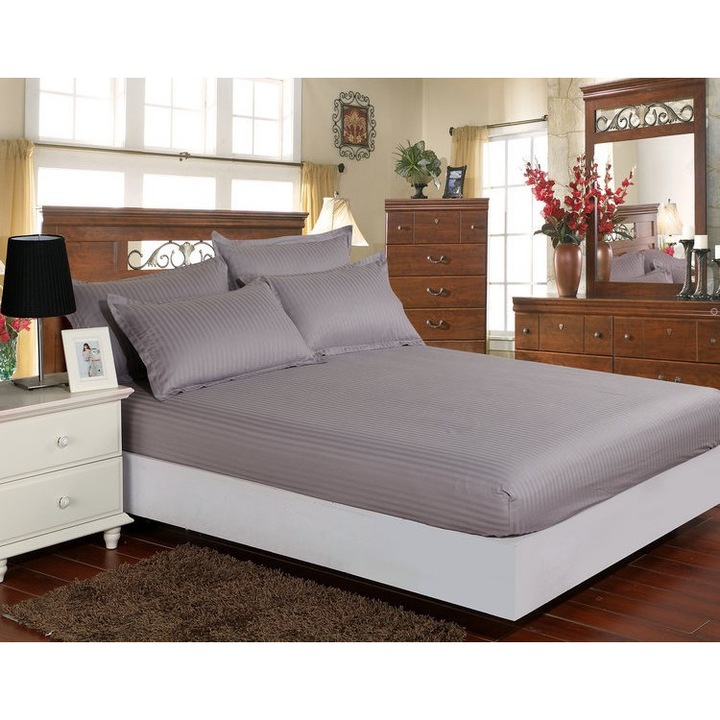 Damaszt ágyhuzat + 2 párnahuzat a 180x200 cm-es matrachoz, szürke színű, DAM4