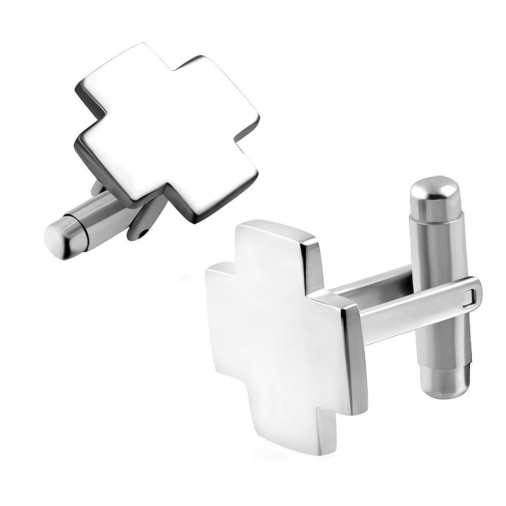 Butoni otel inox in forma de cruce Argintiu - BeSpecial