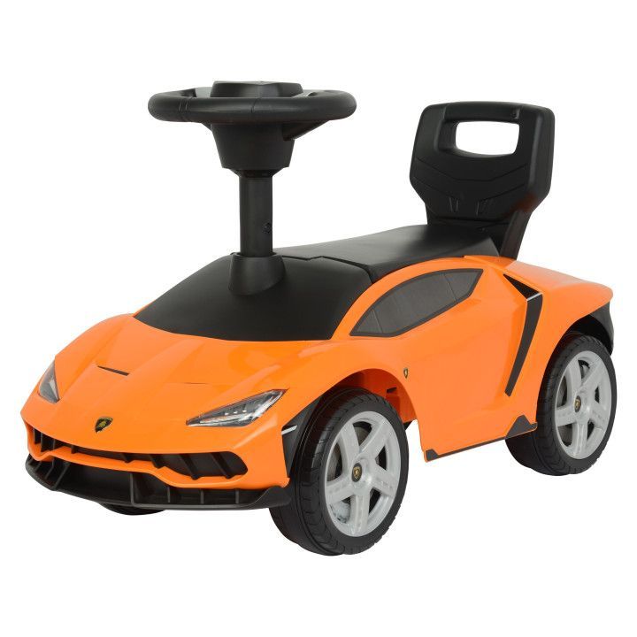 Masinuta pentru copii cu volan interactiv, model Lamborghini portocaliu, 69x40x29 cm