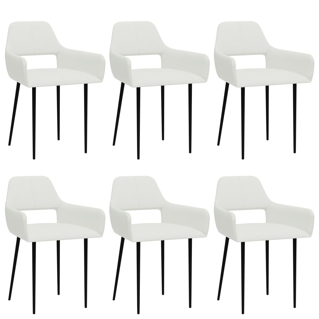 Scaune de bucatarie, 6 buc., alb, material textil 3057544