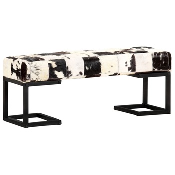 Canapea tip banca tapitata cu piele naturala de capra, vidaXL, Piele, 110 x 30 x 40 cm, Negru Canapea tip banca tapitata cu piele naturala de capra, vidaXL, Piele, 110 x 30 x 40 cm, Negru