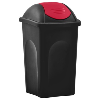 Cos de gunoi cu capac oscilant, negru si rosu, 60L 147322 Cos de gunoi cu capac oscilant, negru si rosu, 60L 147322