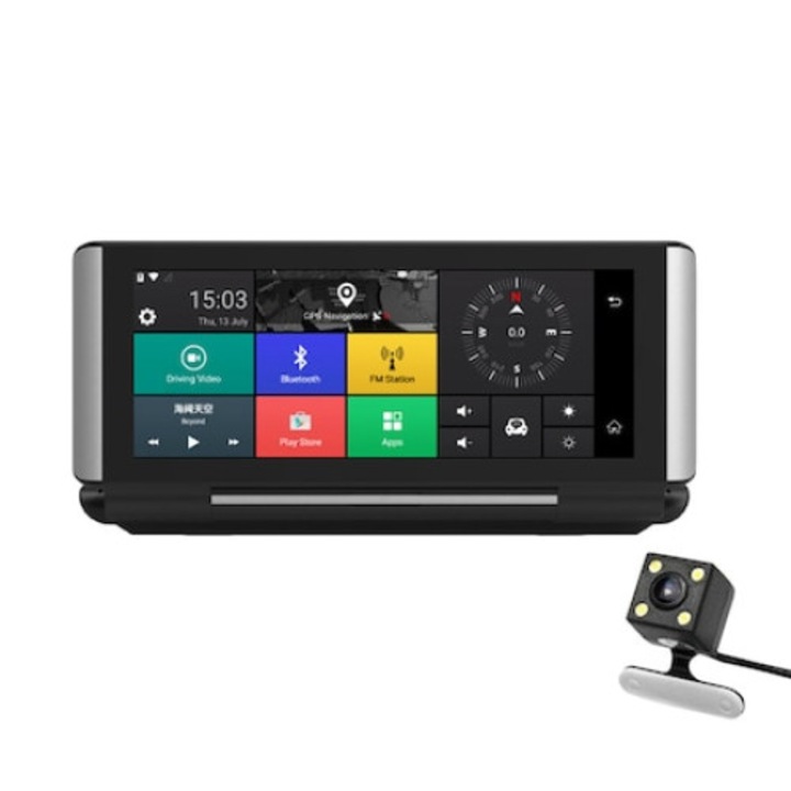 Видеорегистратор Automat, ANDROID 5.1, GPS, черен, две камери, 8 инча