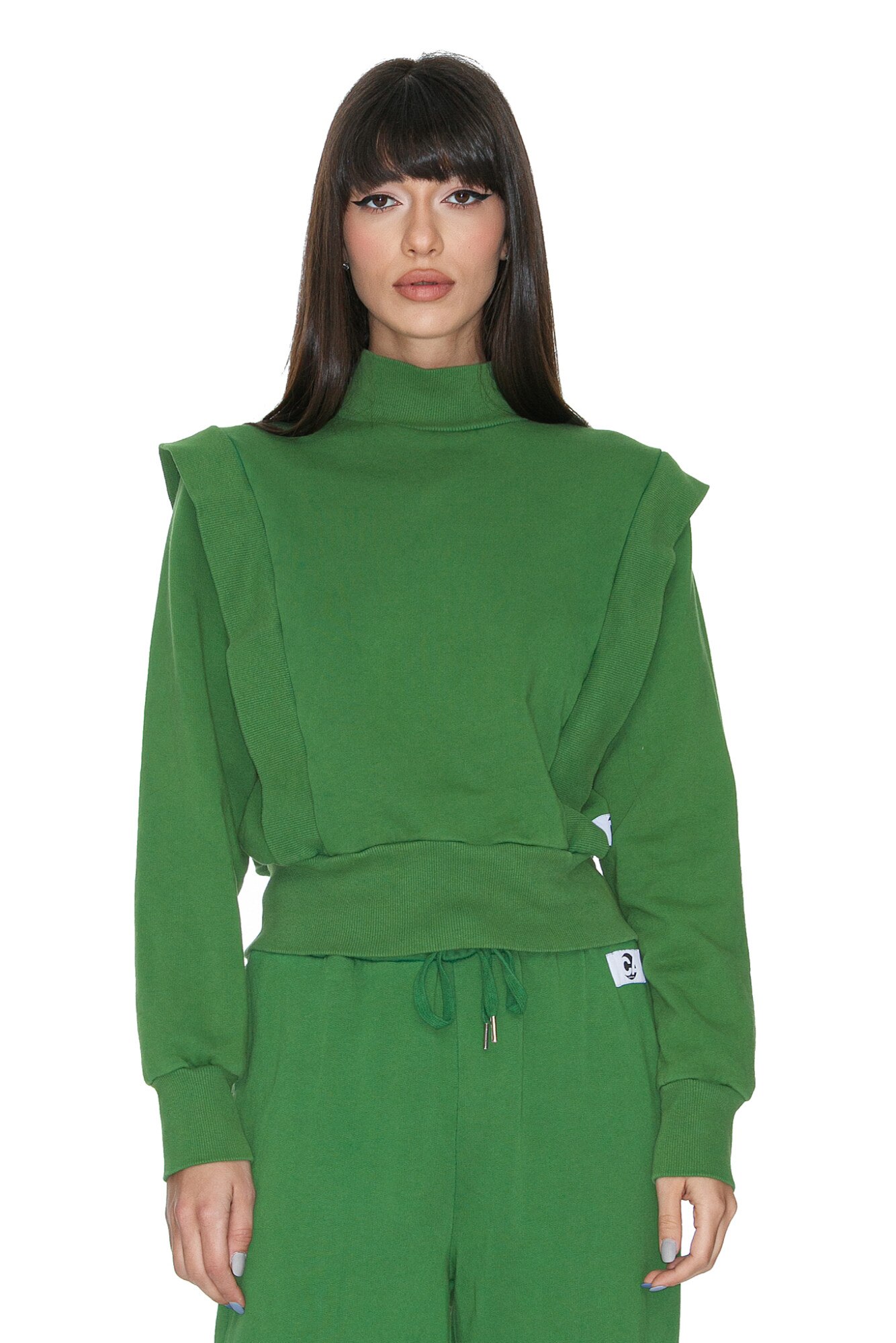 Bluza din bumbac, CuAnna, verde, s-m