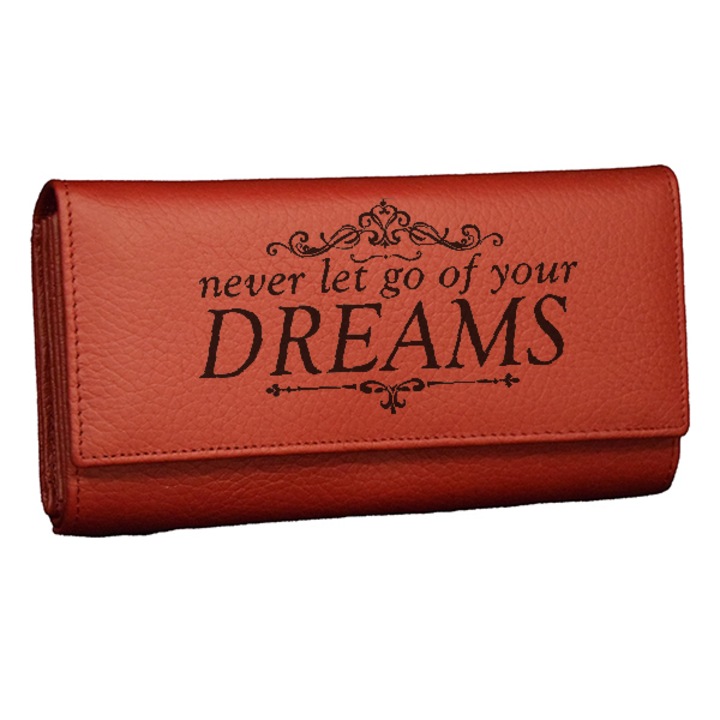 Дамско портмоне Be Creative, Мечти 3, Лазерно гравирано, Италианска естествена кожа, Червен