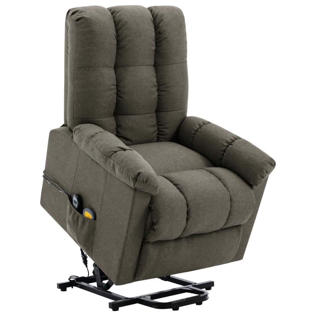 Fotoliu de masaj electric rabatabil vertical, vidaXL, Tesatura, 77 x 92 x 103 cm, Taupe