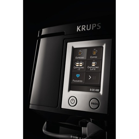 Espressor automat Krups EA8808 2in1 Cappucino, 1450 W, 15 bar, dispozitiv cappuccino, ecran tactil, Thermoblock, Negru