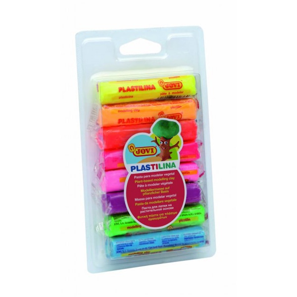 Plastilina JOVI 28F, 8 culori neon/blister