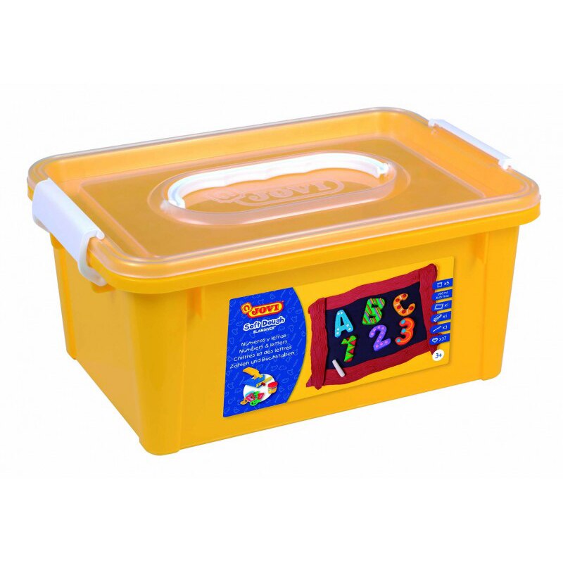 Plastilina JOVI Soft Blandiver 474, 5 tuburi + accesorii, litere si cifre/set