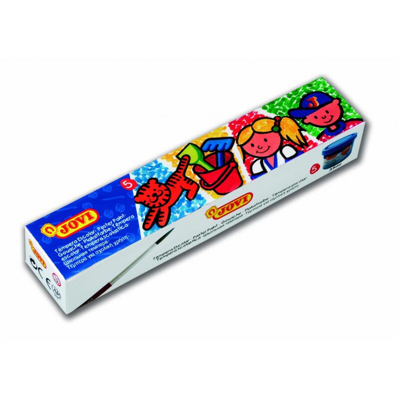Set Tempera JOVI 505, Uz scolar, 5 culori x 35 ml + pensula