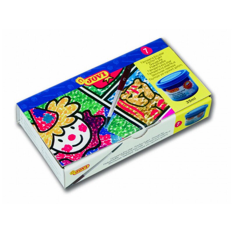Set Tempera JOVI 507, Uz scolar, 7 culori x 35 ml + pensula