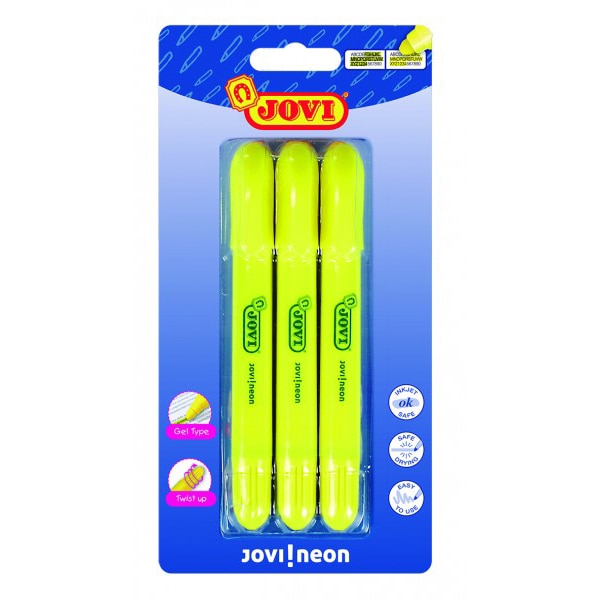 Textmarker cu gel JOVI 1811, Galben, 3 buc/blister