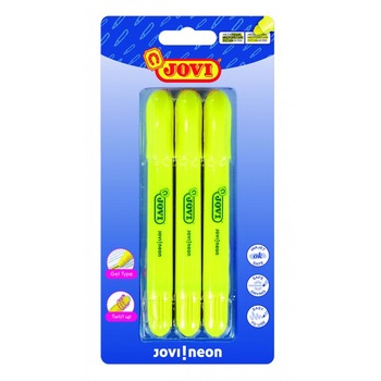 Textmarker cu gel JOVI 1811, Galben, 3 buc/blister Textmarker cu gel JOVI 1811, Galben, 3 buc/blister