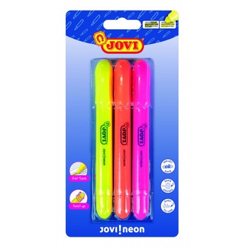 Textmarker cu gel JOVI 1812, 3 culori/blister Textmarker cu gel JOVI 1812, 3 culori/blister