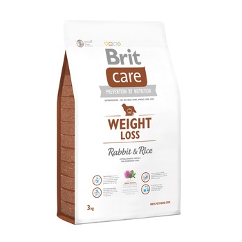 Hrana uscata pentru caini Brit Care, Weight Loss, Iepure si Orez, 3Kg Hrana uscata pentru caini Brit Care, Weight Loss, Iepure si Orez, 3Kg