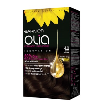 Vopsea de par permanenta fara amoniac Garnier Olia 4.0 Saten Inchis, 160 ml Vopsea de par permanenta fara amoniac Garnier Olia 4.0 Saten Inchis, 160 ml