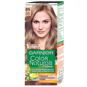 Vopsea de par permanenta cu amoniac Garnier Color Naturals 8N Blond Deschis Natural, 110 ml Vopsea de par permanenta cu amoniac Garnier Color Naturals 8N Blond Deschis Natural, 110 ml