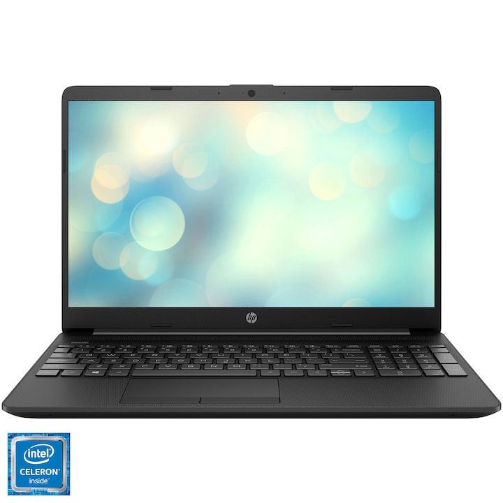 Лаптоп HP 15-dw1018nq, 15.6, Intel® Celeron® N4020, RAM 4GB, SSD 256GB, Intel® UHD Graphics, Free DOS, Jet Black