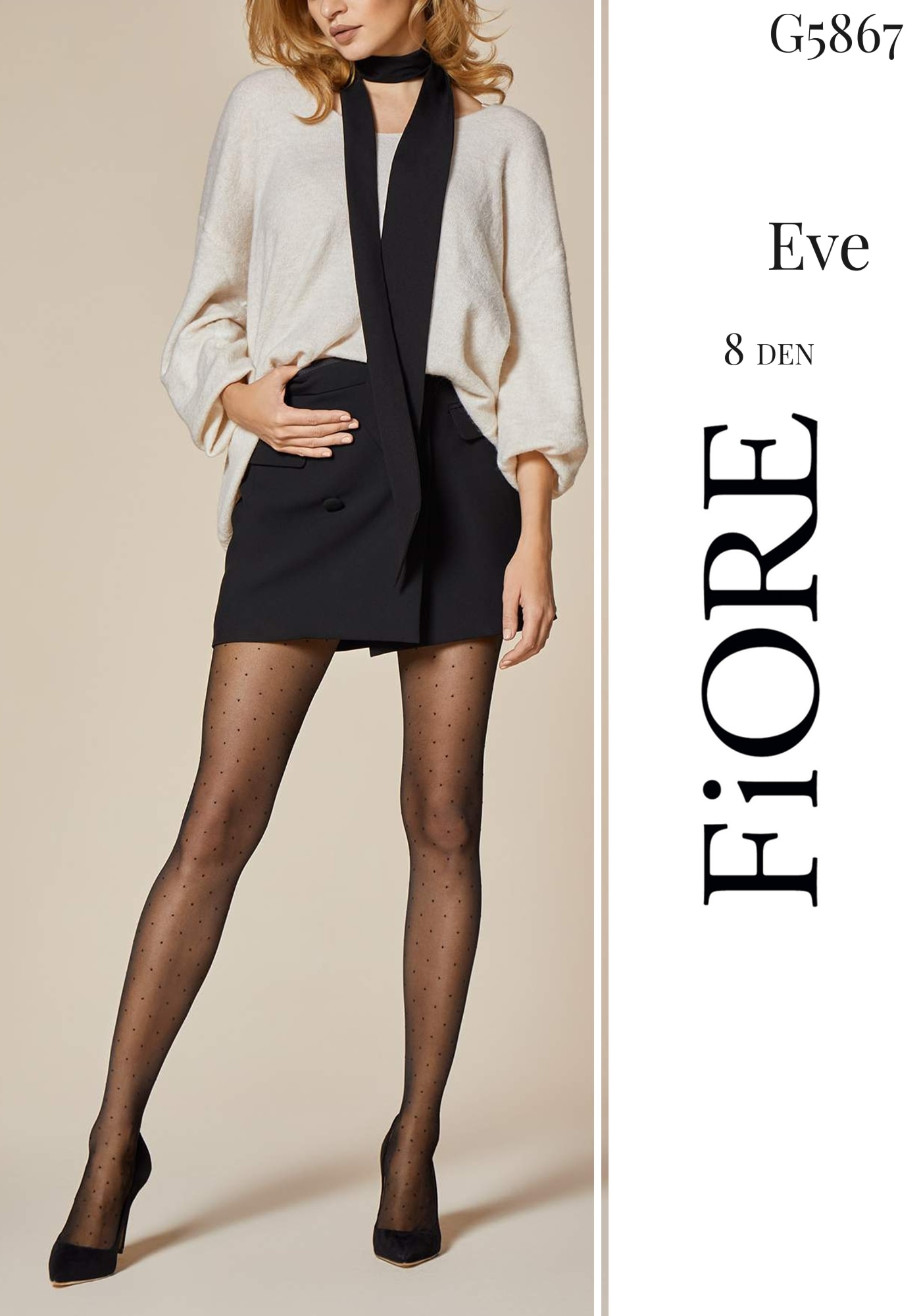 Ciorap FIORE Eve 8 Den, Negru