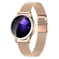 ceas smartwatch techone kw20 pentru femei multi sport ritm cardiac oxigen ovulatie rezistent la apa ip67 notificari vibratii bratara metalica auriu imagen 4_0_
0