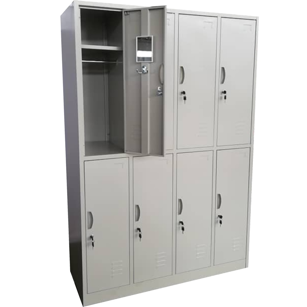 Vestiar metalic cu 8 usi (4x2) 1200x500x1800 mm (LxlxH), neasamblat, PLUS