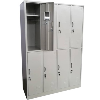 Vestiar metalic cu 8 usi (4x2) 1200x500x1800 mm (LxlxH), neasamblat, PLUS Vestiar metalic cu 8 usi (4x2) 1200x500x1800 mm (LxlxH), neasamblat, PLUS