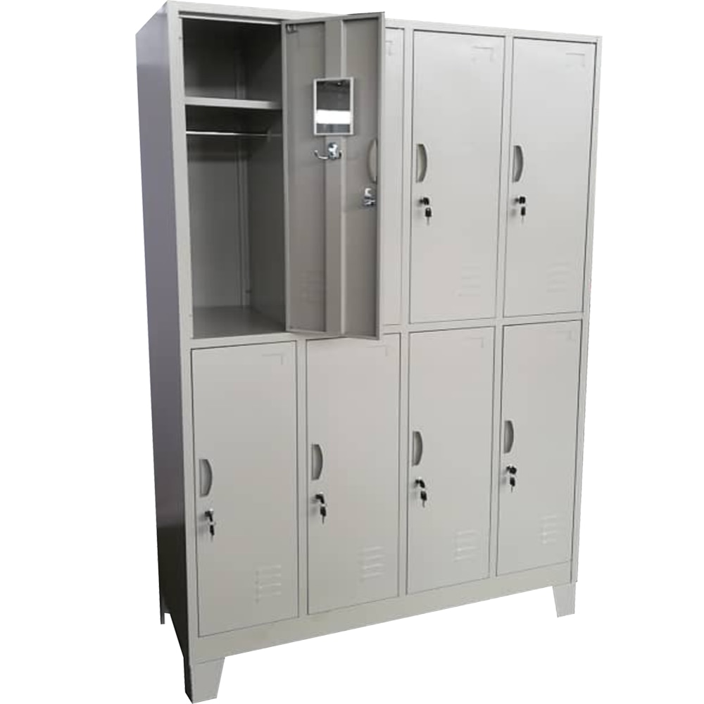 Vestiar metalic cu picioare si 8 usi (4x2) 1200x500x1920 mm (LxlxH), Asamblat, PLUS