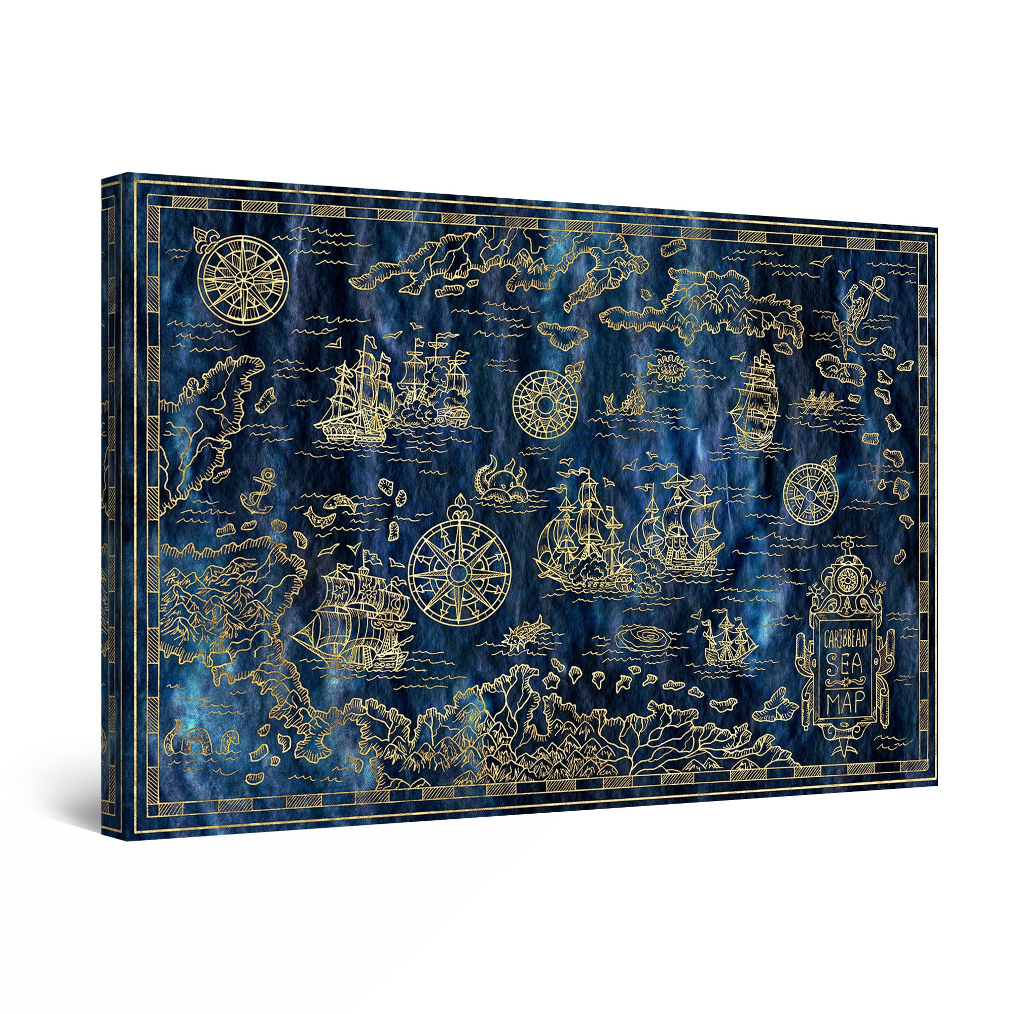 Tablou DualView Startonight Harta Marii Caraibelor, luminos in intuneric, 60 cm x 40 cm