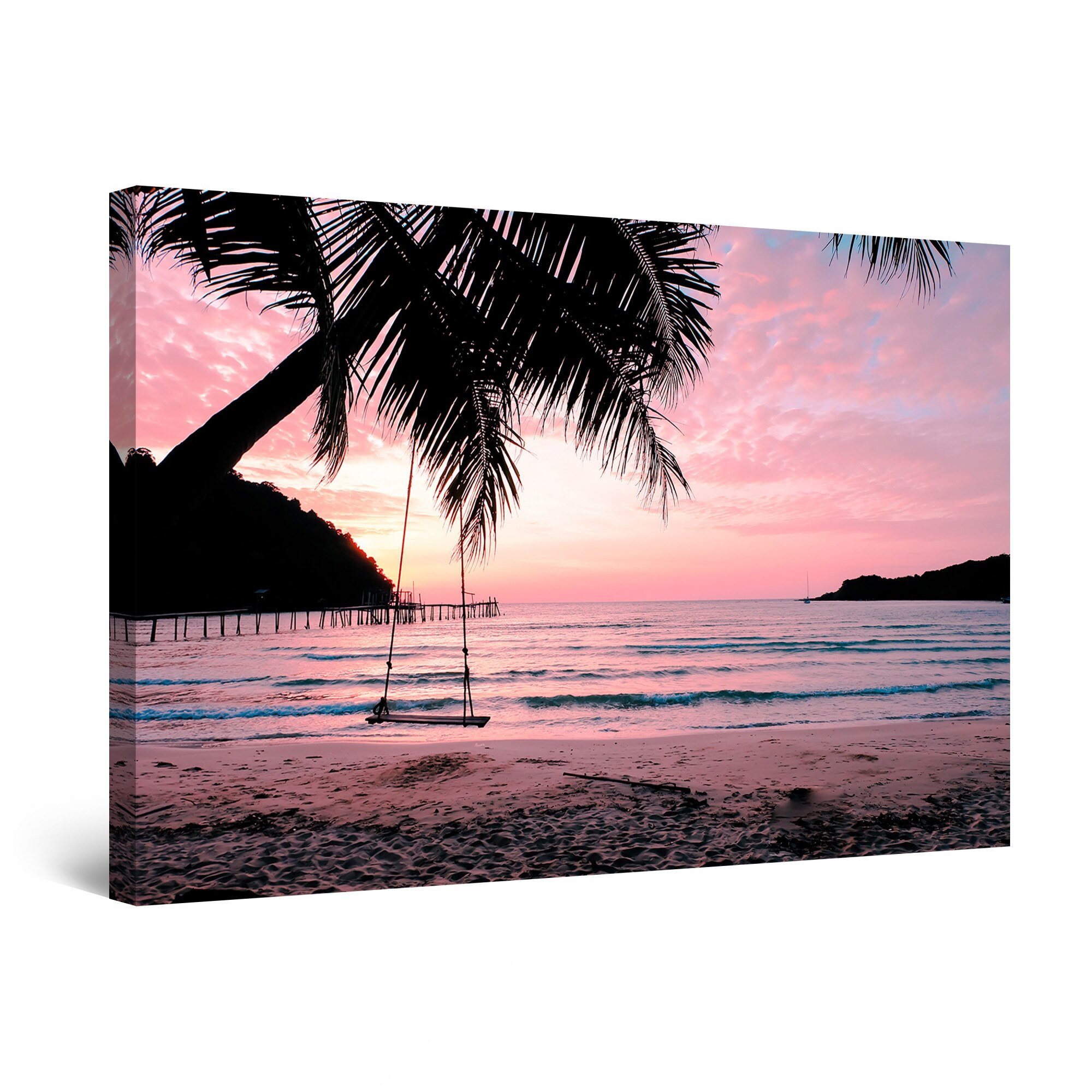 Tablou DualView Startonight Violet Tropical, luminos in intuneric, 60 cm x 40 cm