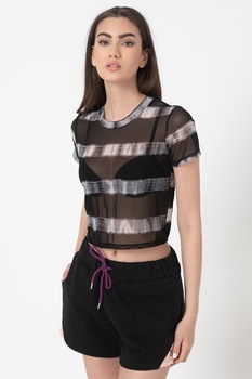 Diesel, Tricou de casa cu aspect semi-transparent Roundfem, Negru/Gri Diesel, Tricou de casa cu aspect semi-transparent Roundfem, Negru/Gri