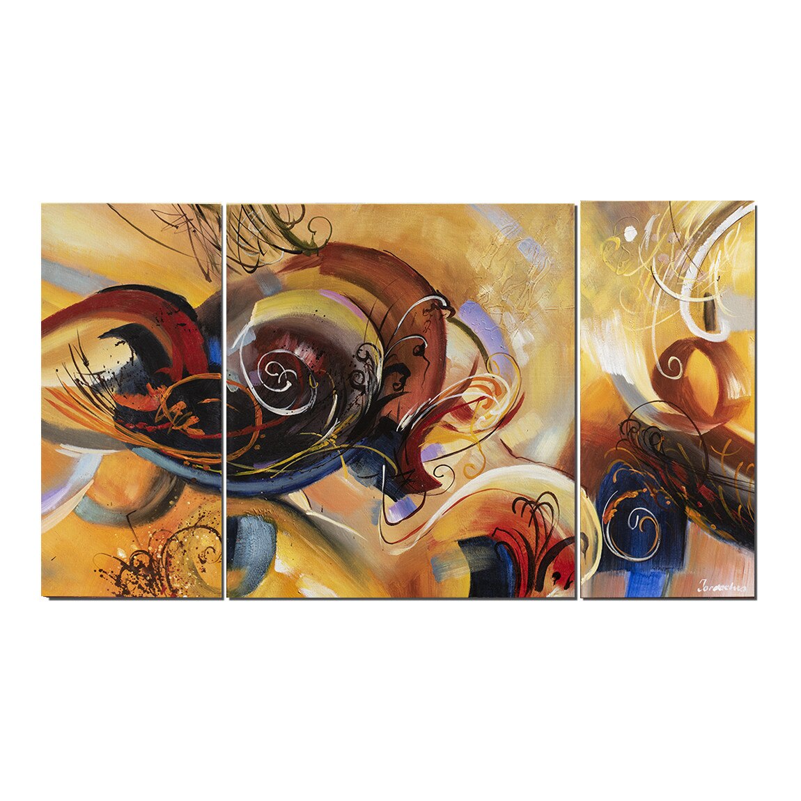 Tablou 3 piese gigant abstract - Fantezie - 160x90cm ulei pe panza