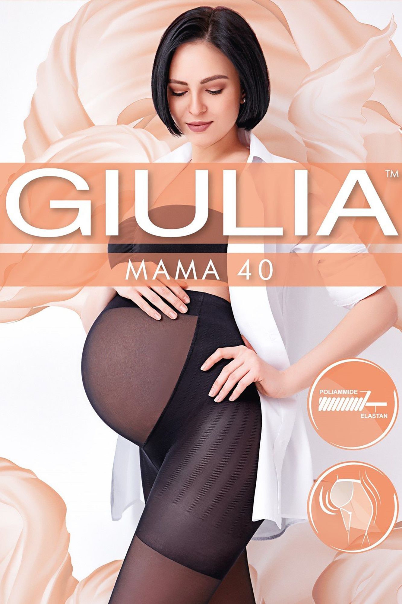 Dres Mama, Giulia, Poliamida, 40 DEN, Negru, Marimea 2, Negru