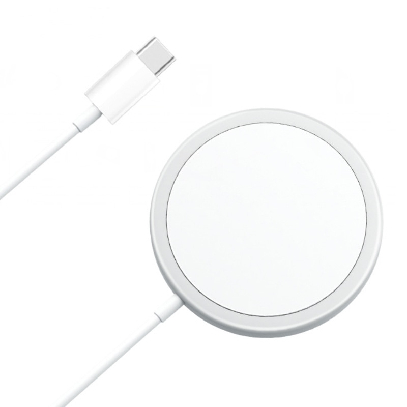 Incarcator magnetic wireless cu tehnologie MagSafe, TIENTEN, incarcare rapida 18w, pentru iPhone 12, 12 mini, 12 Pro, 12 Pro Max, Alb