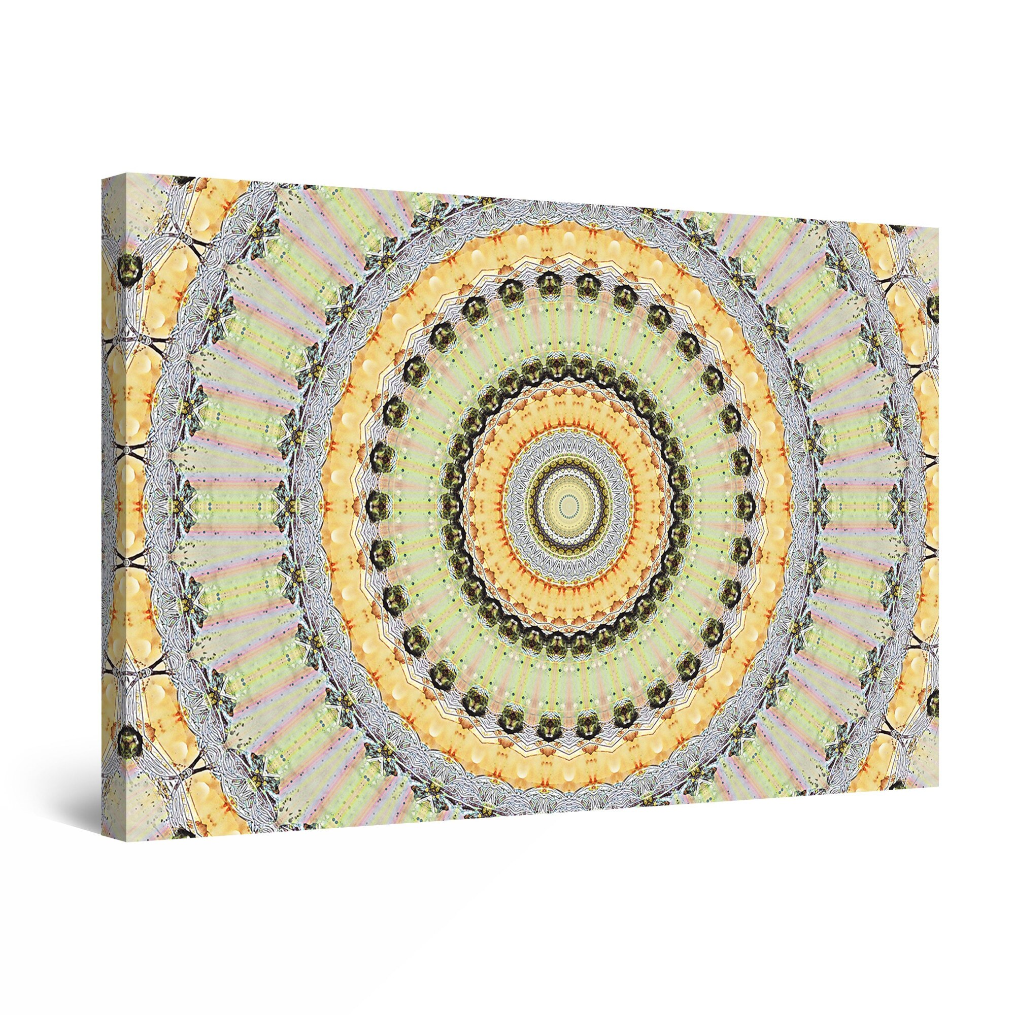 Tablou DualView Startonight Mandala Galbena, luminos in intuneric, 60 cm x 40 cm