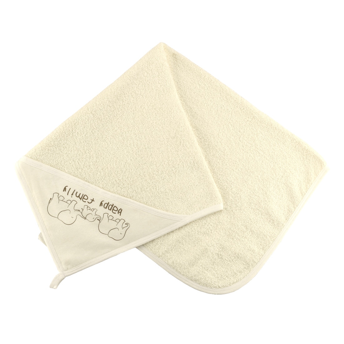 Prosop bebe cu gluga, kara baby, crem, elefanti