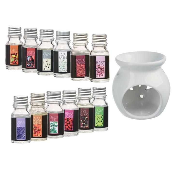 Set suport aroma terapie + 12 uleiuri esentiale